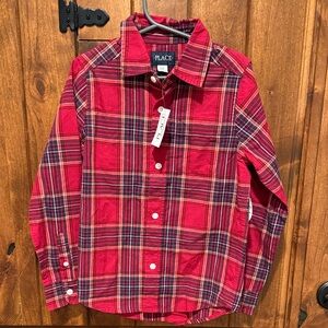 The Children's Place Vibrant Red Plaid Button-Down Shirt